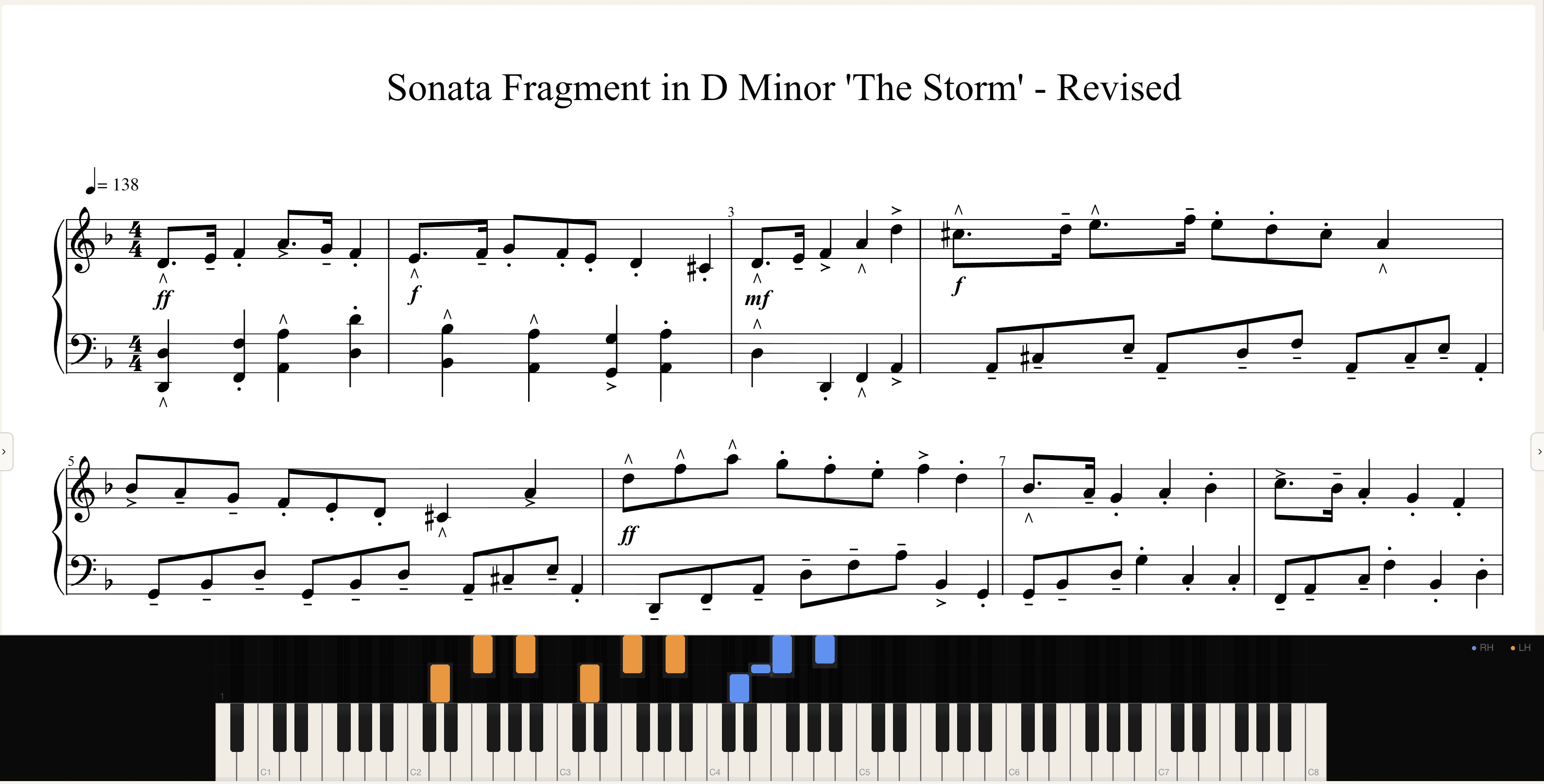 Score view with piano roll playback underneath